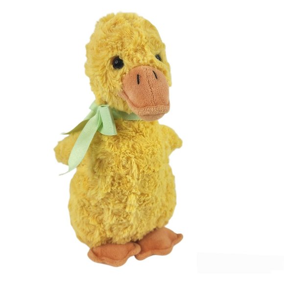 Hallmark Yellow Duck Plush Green Bow 11" Farm Animal Stuffed Toy Easter Spring - Picture 1 of 10